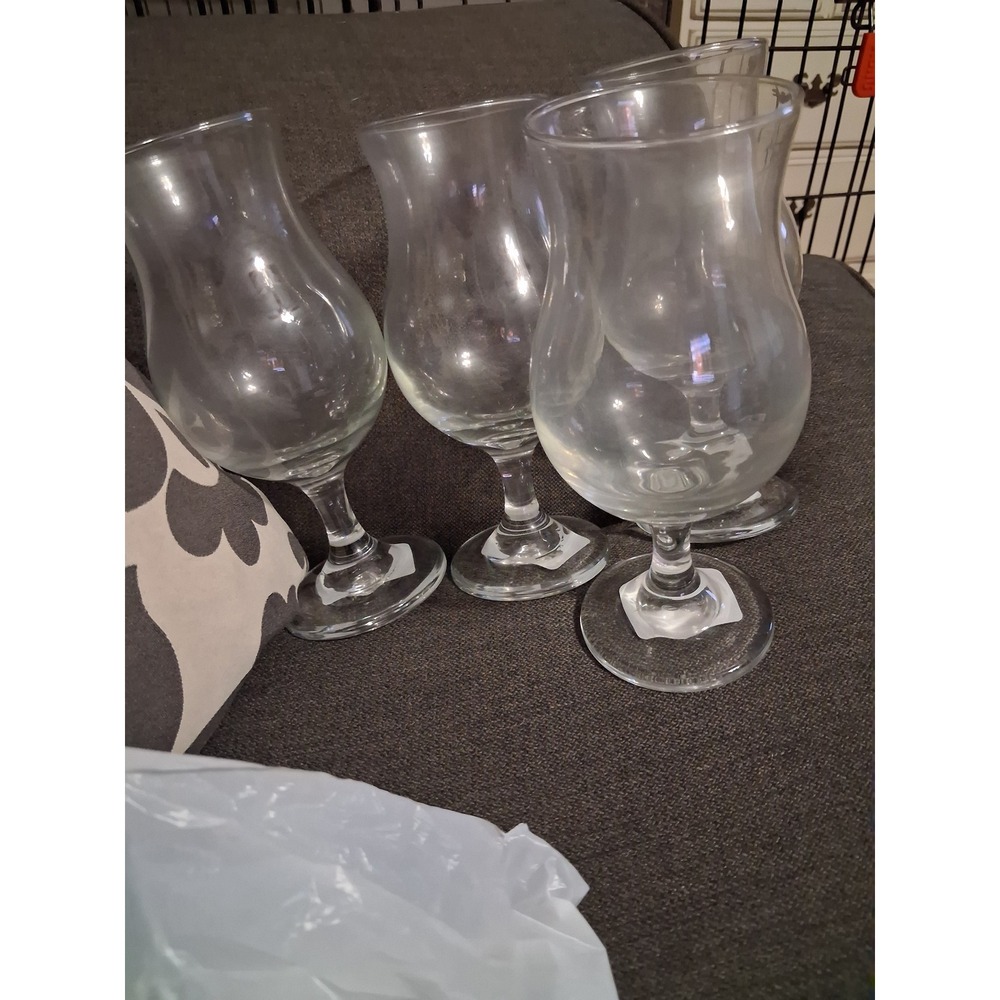 Set of 4 Clear Glass Hurricane Cocktail Glasses Pina Colada Tulip Barware 15oz